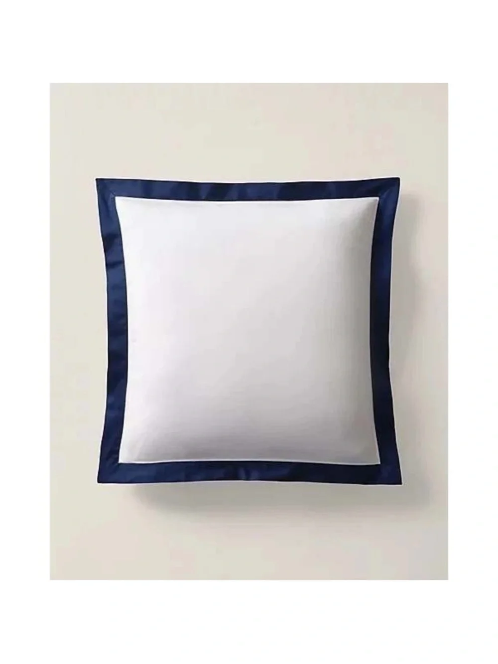 Ralph Lauren Organic Sateen Border Euro Sham White Polo Navy NEW
